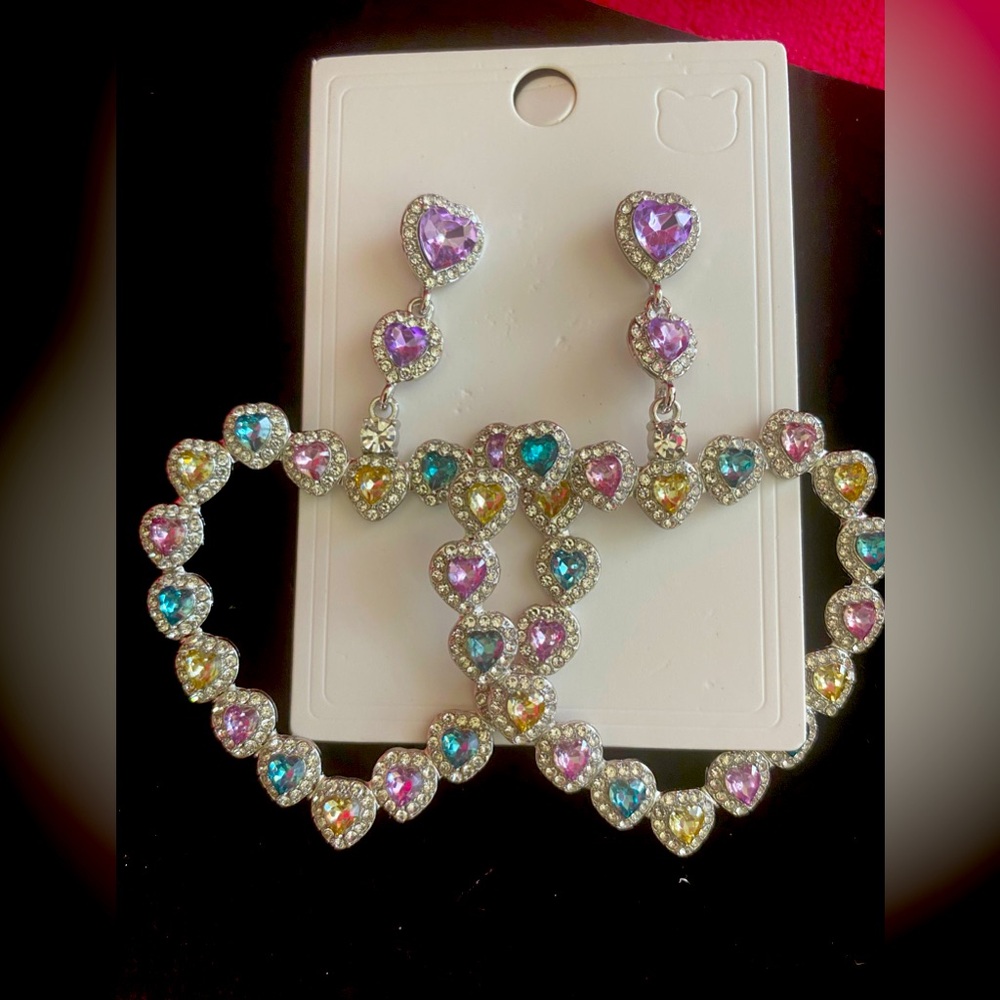 Colorful Heart Drop Earrings SOLD😍